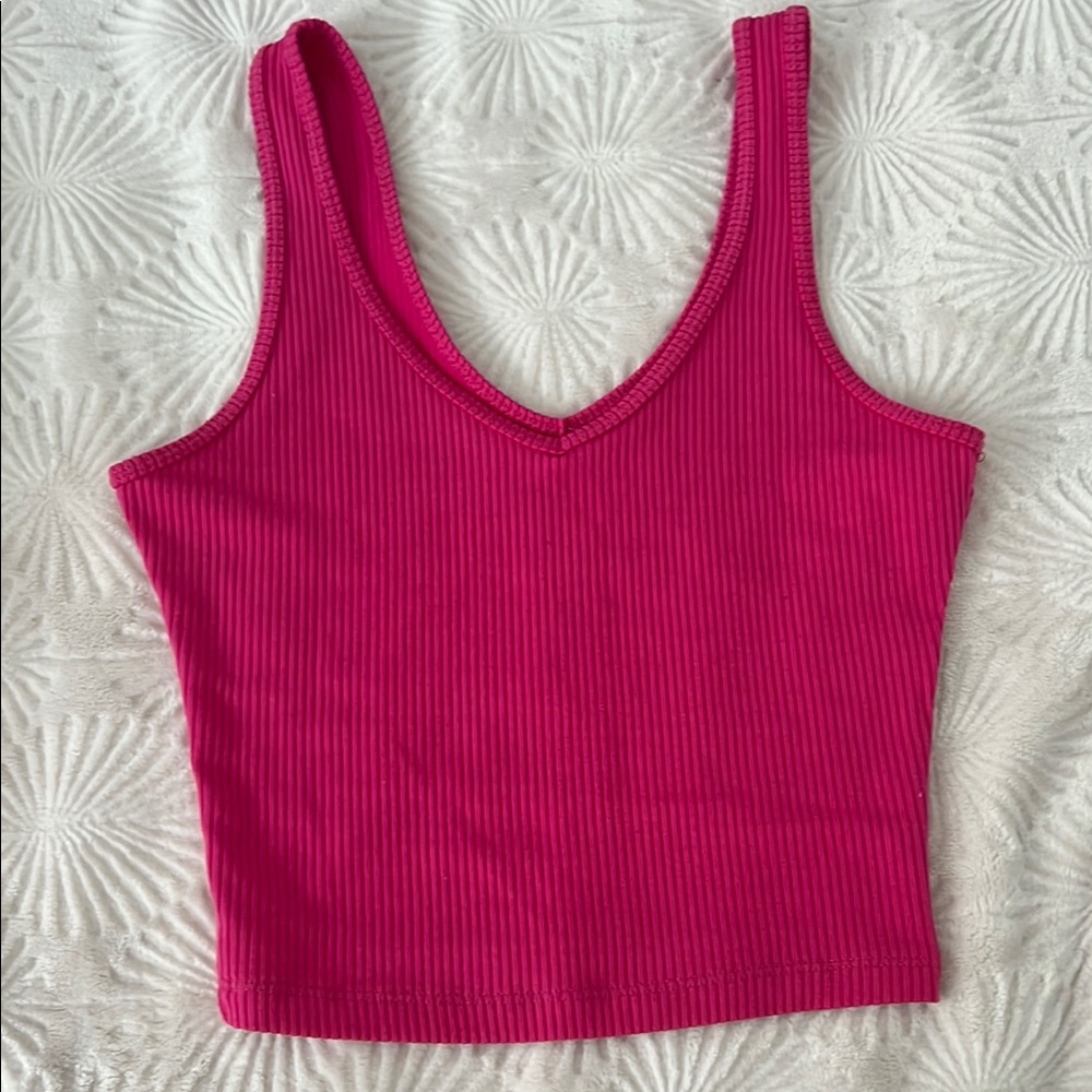 Hollister Pink Ribbed Crop Tank Top